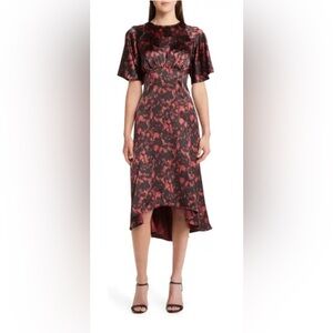Chelsea28 Black and Red Floral High-Low Dress